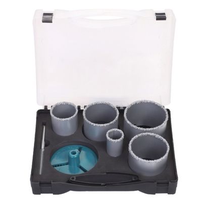 7PC Tungsten Carbide Gritted Hole Saw Kit 92HRC Hardness Sand Blast Surface Treatment