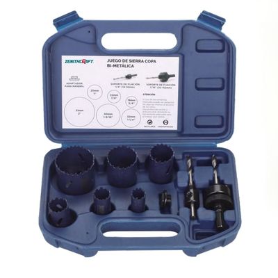 Bi Metal 9 Piece Hole Saw Kit 64-69HRC M42 HSS Co8% Teeth Material